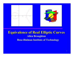 Equivalence of Real Elliptic Curves Allen Broughton Rose-Hulman Institute of Technology 1