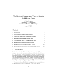 The Birational Isomorphism Types of Smooth Real Elliptic Curves Contents S. Allen Broughton