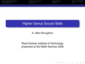 Higher Genus Soccer Balls S. Allen Broughton Rose-Hulman Institute of Technology