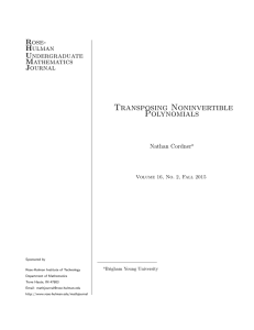Transposing Noninvertible Polynomials Rose- Hulman