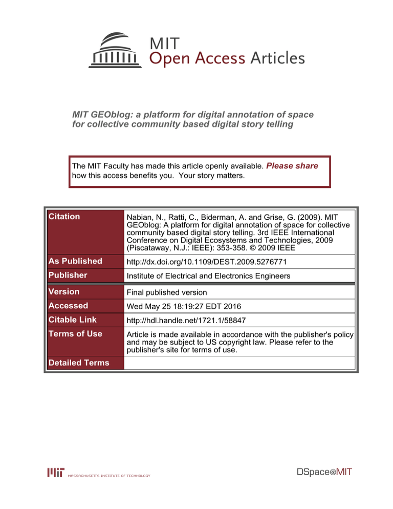 MIT GEOblog A Platform For Digital Annotation Of Space
