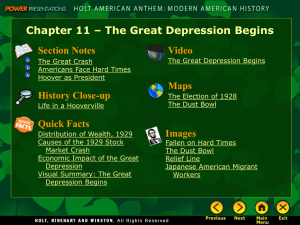 Chapter 11 – The Great Depression Begins Section Notes Video Maps