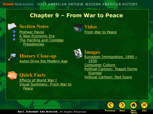 Chapter 9 – From War to Peace Section Notes Video Images