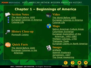 Chapter 1 – Beginnings of America Section Notes Video