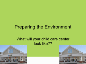 Preparing the Environment What will your child care center look like??
