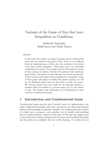 Variants of the Game of Nim that have Inequalities as Conditions.