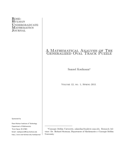 A Mathematical Analysis of The Generalized Oval Track Puzzle Rose- Hulman