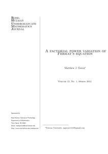 A factorial power variation of Fermat’s equation Rose- Hulman