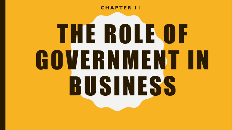 Regulatory Role Of Government In Business Environment