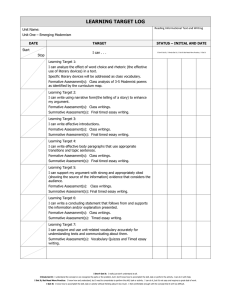 LEARNING TARGET LOG