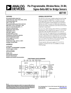 Pin-Programmable, Ultralow Noise, 24-Bit, Sigma-Delta ADC for Bridge Sensors AD7191