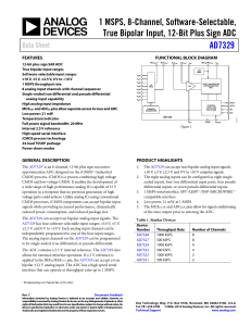 1 MSPS, 8-Channel, Software-Selectable, True Bipolar Input, 12-Bit Plus Sign ADC AD7329