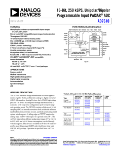 16-Bit, 250 kSPS, Unipolar/Bipolar Programmable Input PulSAR ADC AD7610