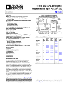 18-Bit, 670 kSPS, Differential Programmable Input PulSAR ADC AD7634