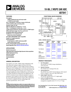 18-Bit, 2 MSPS SAR ADC AD7641  FEATURES