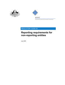 Reporting requirements for non-reporting entities REGULATORY GUIDE 85