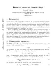 Distance measures in cosmology 1 Introduction David W. Hogg