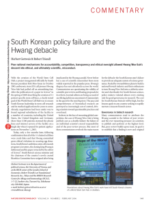 South Korean policy failure and the Hwang debacle