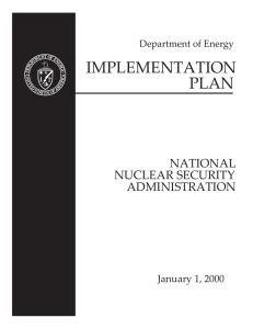 IMPLEMENTATION PLAN NATIONAL NUCLEAR SECURITY