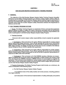 Dec 96 DoD 3150.2-M CHAPTER 9 DOD NUCLEAR WEAPON SYSTEM SAFETY TRAINING PROGRAM