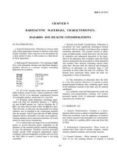CHAPTER 9 RADIOACTIVE MATERIALS, CHARACTERISTICS, HAZARDS AND HEALTH CONSIDERATIONS