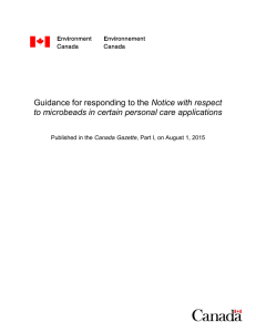 Notice with respect to microbeads in certain personal care applications Canada Gazette