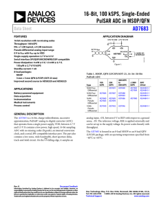16-Bit, 100 kSPS, Single-Ended PulSAR ADC in MSOP/QFN AD7683 Data Sheet
