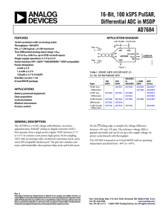 16-Bit, 100 kSPS PulSAR, Differential ADC in MSOP AD7684