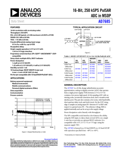 16-Bit, 250 kSPS PulSAR ADC in MSOP AD7685 Data Sheet