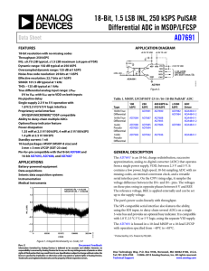 18-Bit, 1.5 LSB INL, 250 kSPS PulSAR Differential ADC in MSOP/LFCSP AD7691
