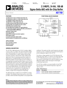 2.5 MSPS, 24-Bit, 100 dB Sigma-Delta ADC with On-Chip Buffer AD7760 Data Sheet