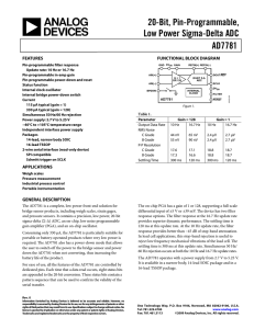 20-Bit, Pin-Programmable, Low Power Sigma-Delta ADC AD7781