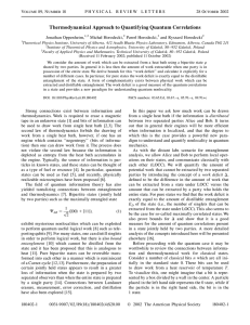 Thermodynamical Approach to Quantifying Quantum Correlations Jonathan Oppenheim, Michał Horodecki, Paweł Horodecki,