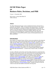 OCEB White Paper on Business Rules, Decisions, and PRR