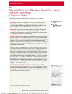 Behavioral Treatment of Obesity in Patients Encountered in Primary Care Settings