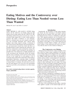 Eating Motives and the Controversy over Than Wanted Perspective