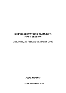 SHIP OBSERVATIONS TEAM (SOT) FIRST SESSION FINAL REPORT