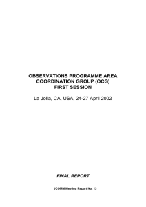 OBSERVATIONS PROGRAMME AREA COORDINATION GROUP (OCG) FIRST SESSION