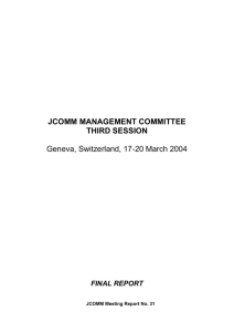 JCOMM MANAGEMENT COMMITTEE THIRD SESSION  Geneva, Switzerland, 17-20 March 2004