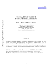 GLOBAL ENTANGLEMENT IN MULTIPARTICLE SYSTEMS