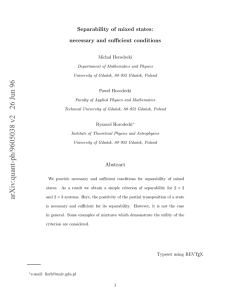 Separability of mixed states: necessary and sufficient conditions Micha l Horodecki