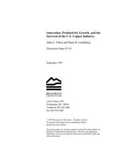 nnovation, Productivity Growth, and the Survival of the U.S. Copper Industry I