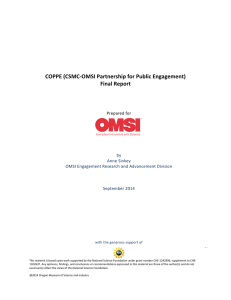 COPPE (CSMC-OMSI Partnership for Public Engagement) Final Report