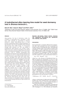 A hydrothermal after-ripening time model for seed dormancy * Necia B. Bair