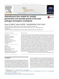 Hydrothermal time models for conidial pathogen Pyrenophora semeniperda