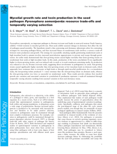 Mycelial growth rate and toxin production in the seed