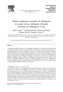 Paired comparison estimates of willingness to accept versus contingent valuation