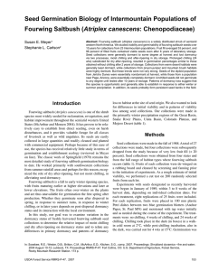 Seed Germination Biology of Intermountain Populations of Atriplex canescens