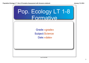Pop. Ecology LT 1­8  Formative «grade» Science