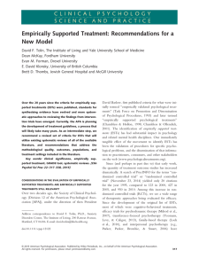 Empirically Supported Treatment: Recommendations for a New Model